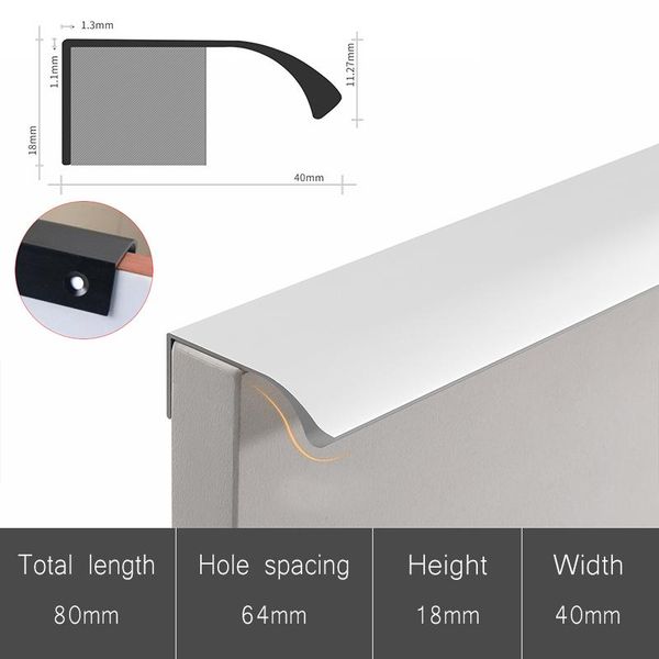 

handles & pulls gold black hidden cabinet aluminum alloy kitchen cupboard drawer knobs furniture handle bedroom hardware