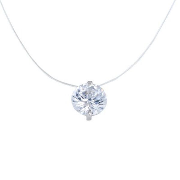 

cubic zirconia pendant necklace invisible fishing line 925 silver zircon necklace