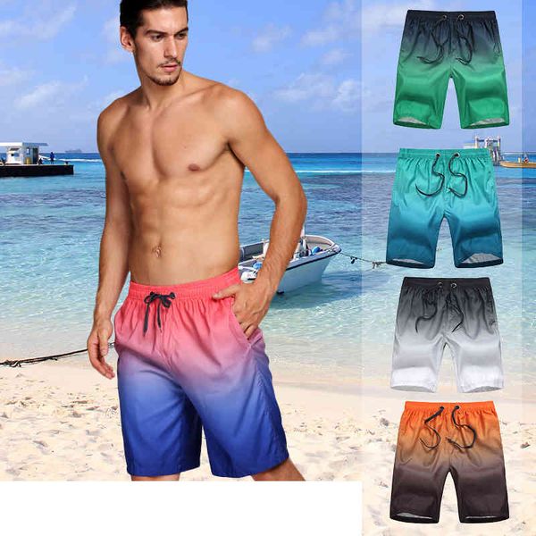 

gradient beach shorts swim summer board shorts big size -4xl men surfing shorts elastic quick dry men summer beachwear swimsuit 210515, White;black