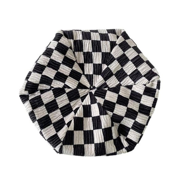

berets autumn winter plaid beret hats for women retro fashion female checkerboard spring black adjustable summer girl, Blue;gray