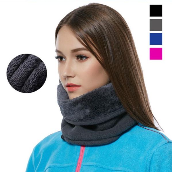 

dual-layer polar fleece warm scarf women men outdoor winter thick neck warmer thermal motorcycle skiing cycling face mask caps & masks, Black