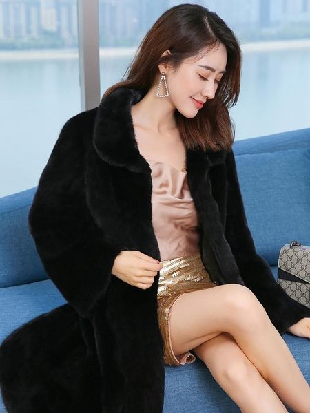 

women's fur & faux mink real coat female luxury coats winter jacket women full pelt natural jackets for clothes 2021 my s, Black