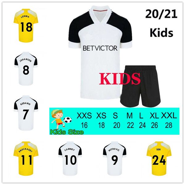 

20 21 mitrovic cairney soccer jerseys league 2020 2021 knockaert seri lemina anguissa home away yellow men+kids football shirts uniforms, Black;yellow