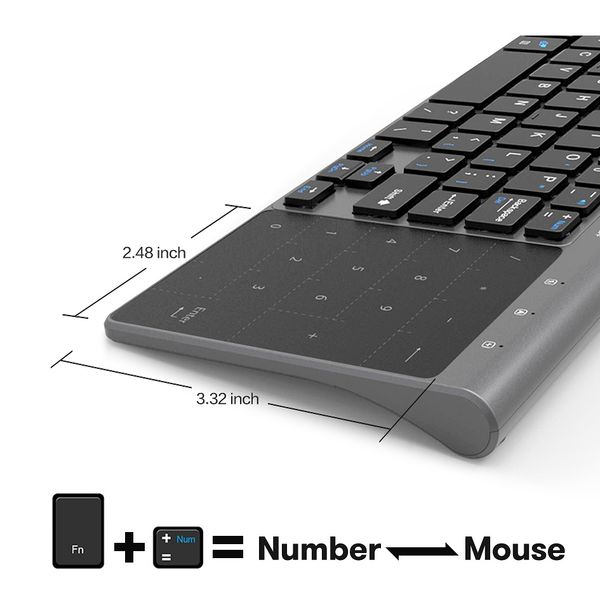 

jelly comb 2.4g wireless keyboard with number touchpad mouse thin numeric keypad for android windows desklappc tv box