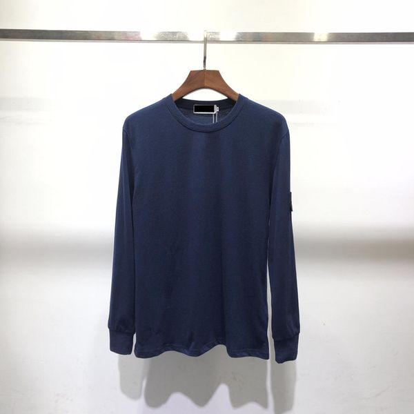 

designer men's t-shirts stone spring autumn oney 21fw all-match simplicity long-sleeved loose solid color basic t-shirt round neck pull, White;black