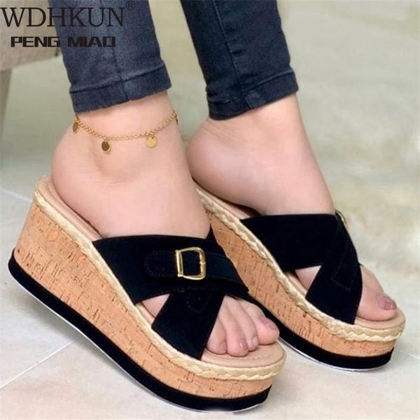 

slippers summer women sandals plafrom ladies slip-on flip flops shoes leather peep toe female sandalias zapatos mujer, Black