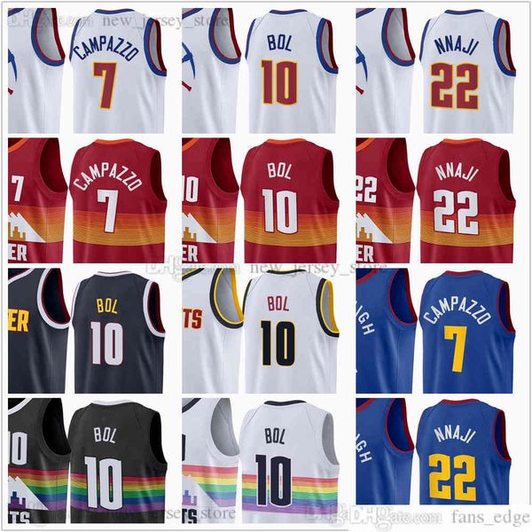 

printed basketball 10 bol bol jerseys custom 2021 news white city 7 facundo campazzo 22 zeke nnaji black red blue yellow jersey