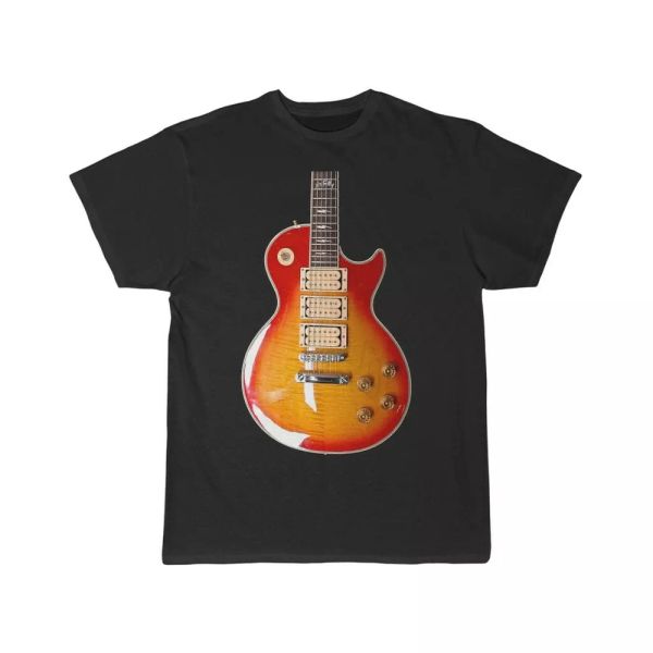 

kiss ace frehley's signature gibson les paul guitar men's short sleeve t shirt, White;black