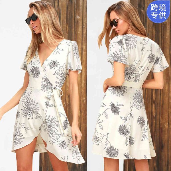 

charming dresses 2021 versatile women's printed bandage based silk nightgown, Black;gray