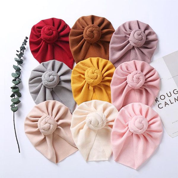

caps & hats soft elastic baby turban hat solid color born girl beanie cotton infant toddler bonnet headwrap, Yellow