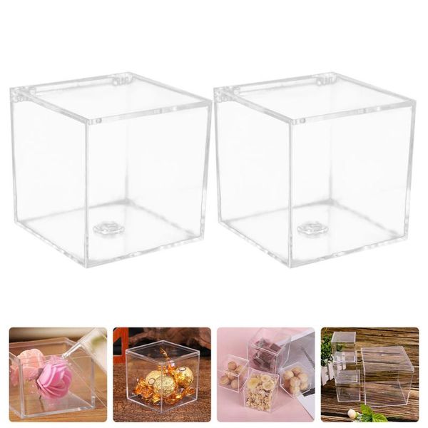 

gift wrap 2pcs food storage box dry good case biscuit holder transparent candy