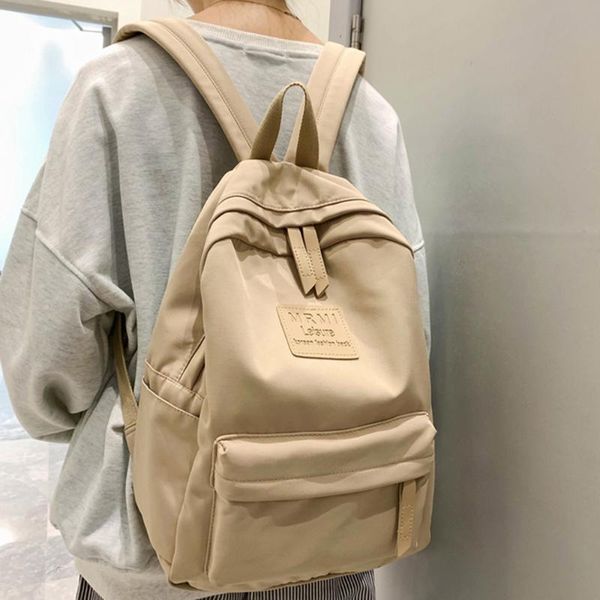 

school bags solid color backpack for women 2021 waterproof nylon multi pocket travel backpacks large capacity bag teenage girls