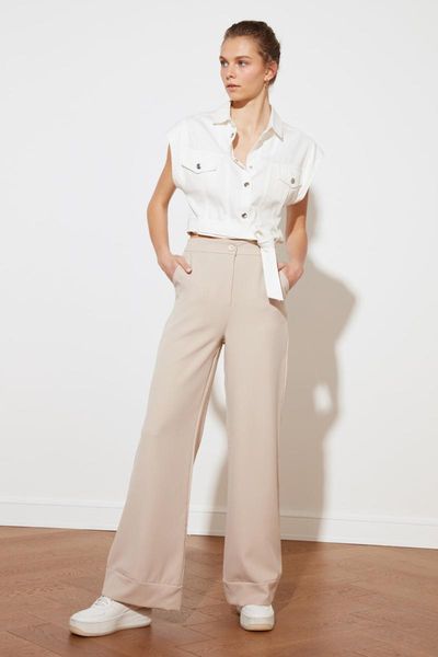 

women's pants & capris trendyol spanish bell-bottomed twoss19st0179, Black;white