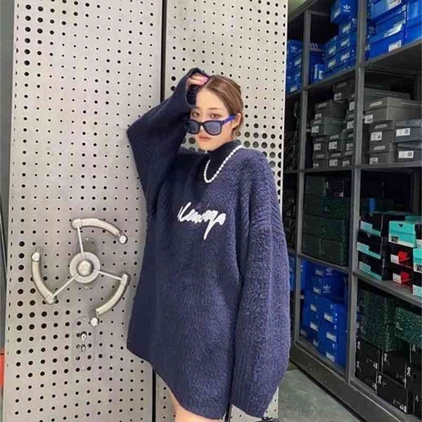 

tees winter luxury oversized streetwear pink cotton long sweater pullover, White