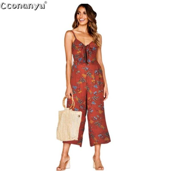 

women's jumpsuits & rompers womens floral printed chiffon jumpsuit 2021 spring sling loose streetwear overalls female clothes, Black;white