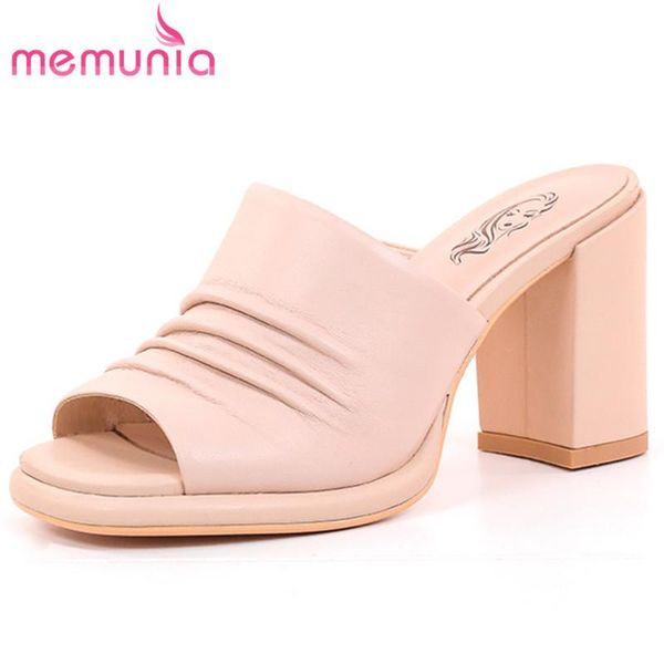 

arrive genuine leather shoes women high heels platform party summer slipper casual slippers, Black