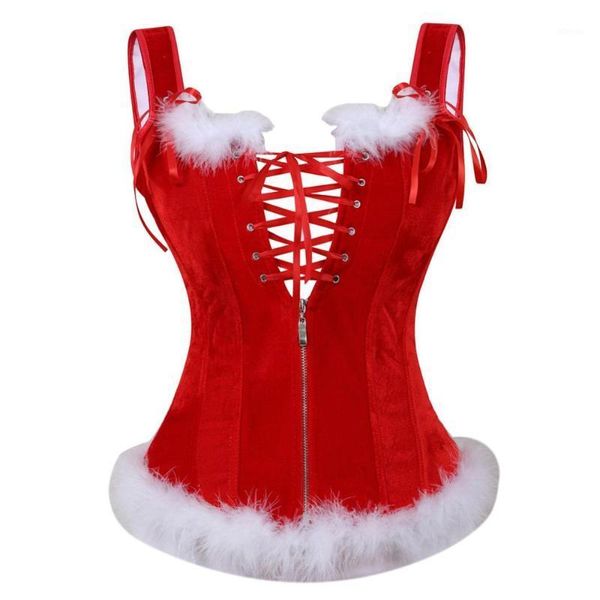 

bustiers & corsets women's lace up boned overbust corset bustier body shaper with zipper christmas red to wear out waist cincher, Black;white
