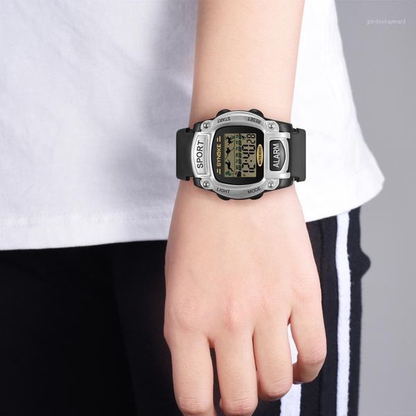 

electronic watch cartoon animal led display 50m waterproof sports for children luminous wristwatch relogio masculino wristwatches, Slivery;brown