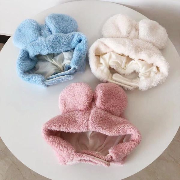 

hair accessories autumn winter children's hats boys girls little bear ear hedging cap solid color keep warm plush hat 2021, Slivery;white