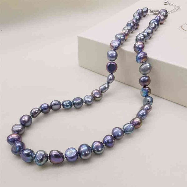 

necklaces pendants dmnfp398 natural freshwater pearl black/white/pink/purple fine jewelry for women, Silver