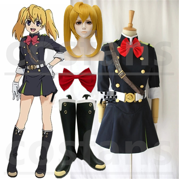 

anime costumes anime seraph of the end mitsuba sangu halloween party cosplay costume women military uniform costumes set mitsuba sangu wig s, Black