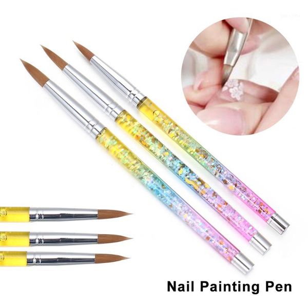 

10# 12# 14# acrylic nail brush 100% nylon hair uv gel polish liquid glitter handle fashion beauty manicure tool1, Yellow