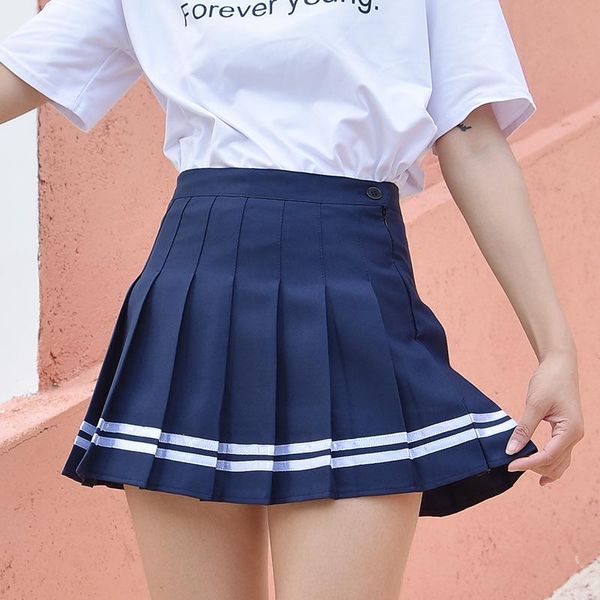 

skirts 4 color summer woman pleated skirt preppy style women harajuku kawaii high waist dance cosplay mujers, Black