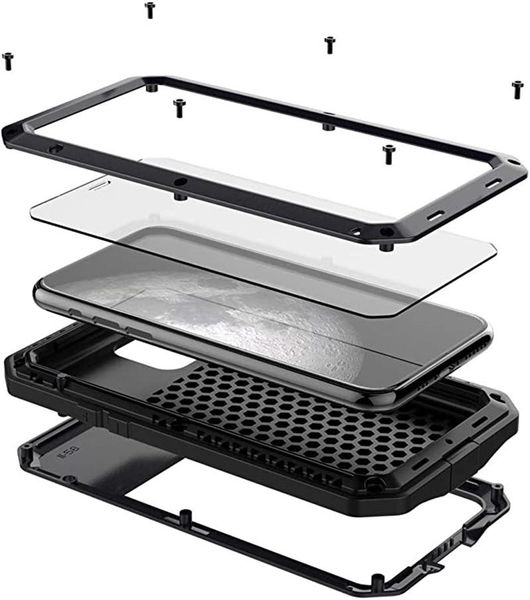 

cell phone pouches 11 case, 360 full body protective cover heavy duty shockproof [tough armour] aluminum alloy metal case