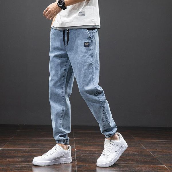 

men's jeans pants weatpants cotton male stretch classic style trouser fashion casual summer straight high-quality pant men jean, Blue