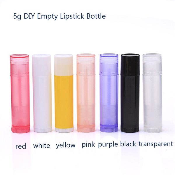 

100pcs/lot 5g diy empty lipstick bottle lip gloss tube lip balm tube container with cap colourful cosmetic sample container