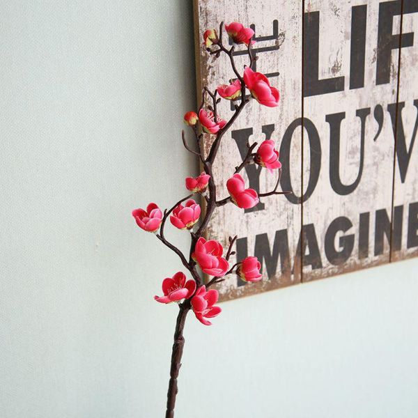 

plum cherry blossoms artificial silk flowers flores sakura tree branches home table living room diy wedding decoration #yl1 decorative & wre