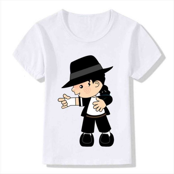 

michael jackson cartoon design children t shirt boys girls rock n roll star kids casual clothes, Blue