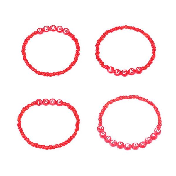 

beaded, strands handmade any custom name bracelet for women beads lucky love peace elastic adjustable letter bff personalized bracelets diy, Black