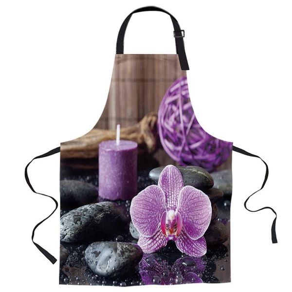 

aprons zen stone purple orchid calm candle kitchen nail shop apron for women men kids dinner party cooking baking accessories