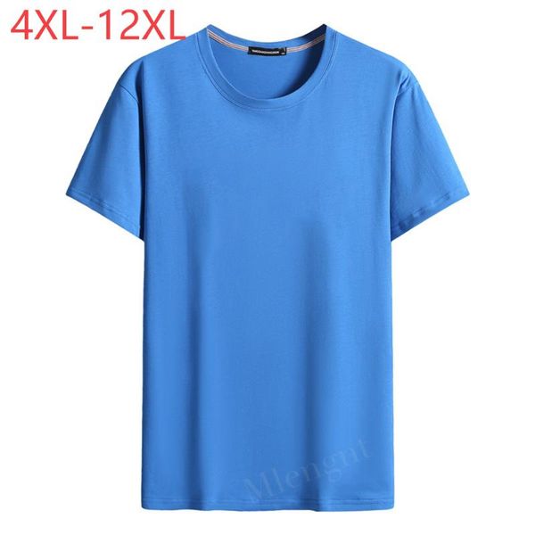 

summer cotton 4xl-12xl t shirts men simple o neck stretch solid clothing casual tshirt man streetwear cool tee men's t-shirts, White;black