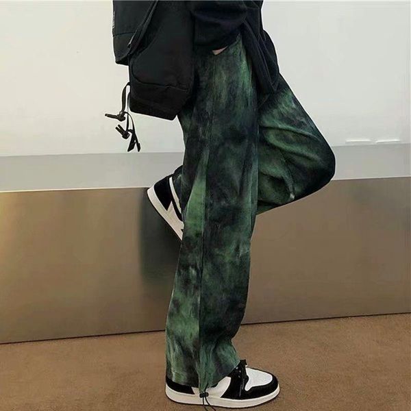 

men's pants y2k gothic tie dye harajuku street women man streetwear korean punk hip hop trousers sweatpants clothing, Black