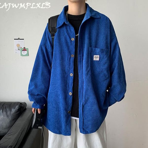 

men's casual shirts 2021 winter corduroy long sleeve autumn korean shirt woman fashion oversize printed clothing, White;black