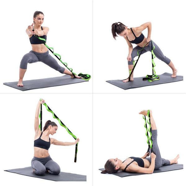 

resistance bands exercise expander leg ankle brace support training 12-segment nylon stretching yoga belt fitness elastic strap