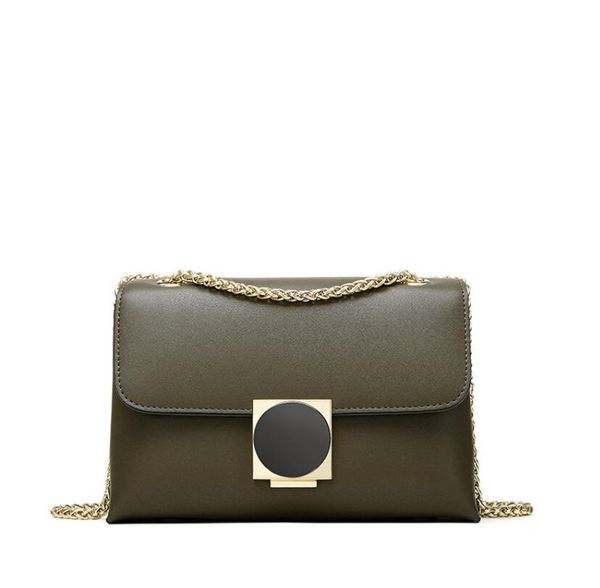

casual simple genuine leather women's shoulder bags cross body chain messenger small square bag temperament female bag
