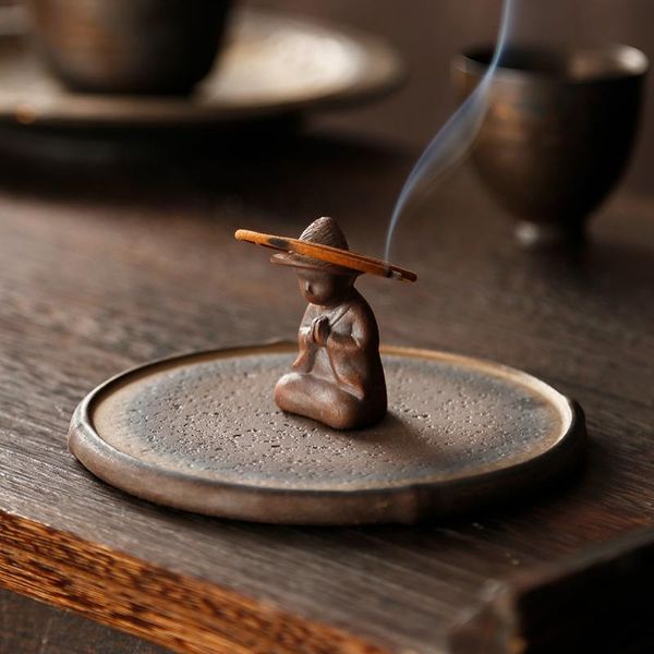 

fragrance lamps small ceramic incense burner creative statue tray scented candles budha decor incensario room bk50xx