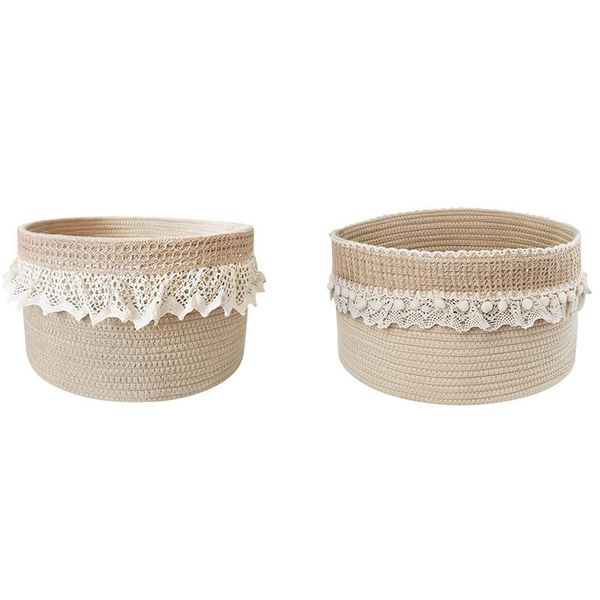 

storage baskets decorative with lace rope woven for shelves organizer bins baby toys