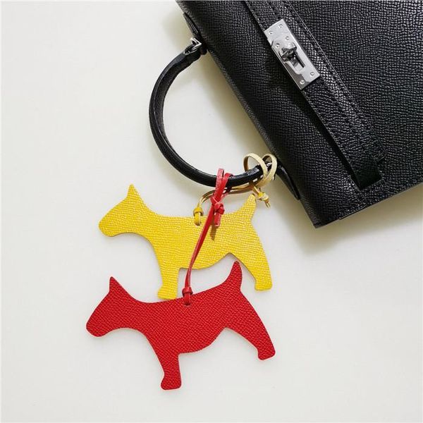 

keychains animal chains real leather catoon mini dog women's charm bag holder pendant casual car ornaments fashion color, Silver
