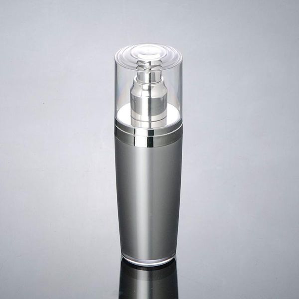 

silver cone shape plastic acrylic bottle for lotion emulsion serum foundation toner sprayer skin care cosmetic packing storage bottles & jar