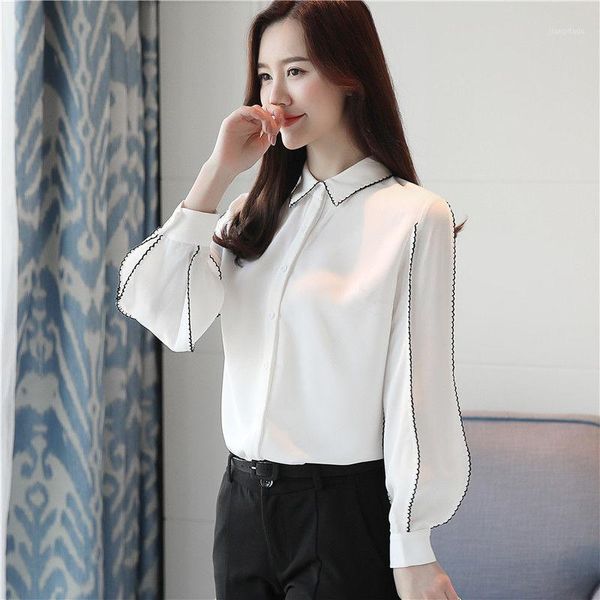 

women's blouses & shirts women 2021 spring autumn fashion long sleeve thin female casual chiffon shirt ladies single breasted loose u26, White