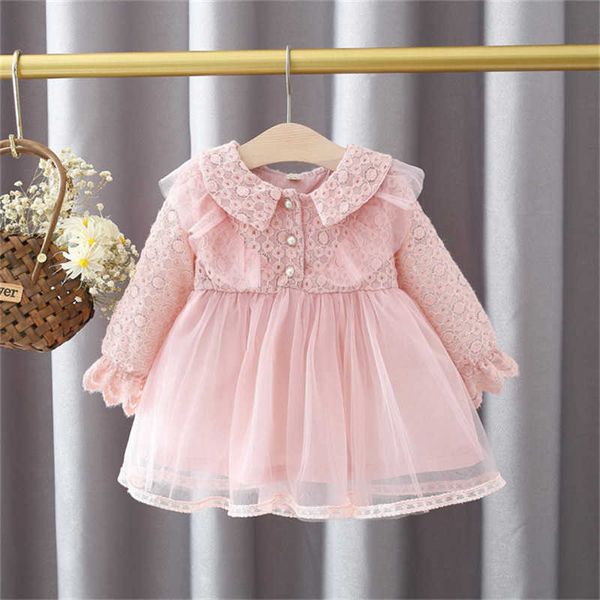 2021 neue Baby Kleid für Mädchen Prinzessin Spitze Kleid Neugeborene Kleidung Kleinkind Geburtstag Party tutu Kleider Baby Mädchen Kleidung 0-2y Q0716