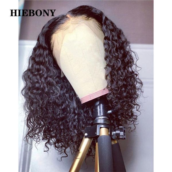 

short curly bob 13x4 lace front human hair wigs with baby 13x6 bleached knots for black women, Black;brown