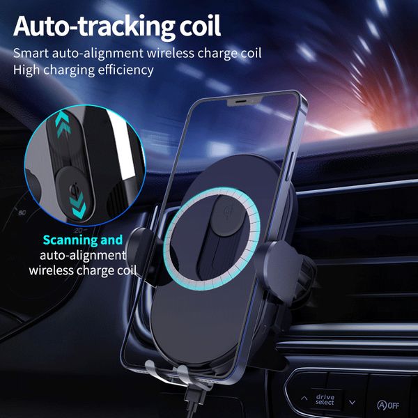 Drahtlose Ladegeräte Telefonmontage Auto Halter Magnetische Infrarotsensor 15W Schnelles Ladung Universal Air Vent Smartphone Stand Mobiltelefonhalter für iPhone 12