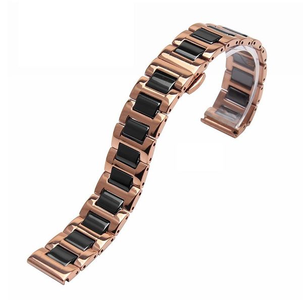 

watch bands huawei b3 b5 watchbands ceramic stainless steel strap 16mm bracelet, Black;brown