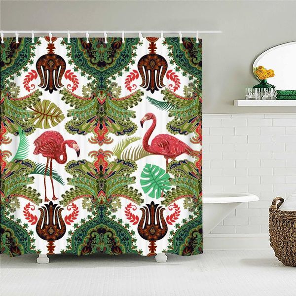 

shower curtains flamingo printing frabic bathroom curtain waterproof polyester flowers pink bird bath 180x180 with hooks
