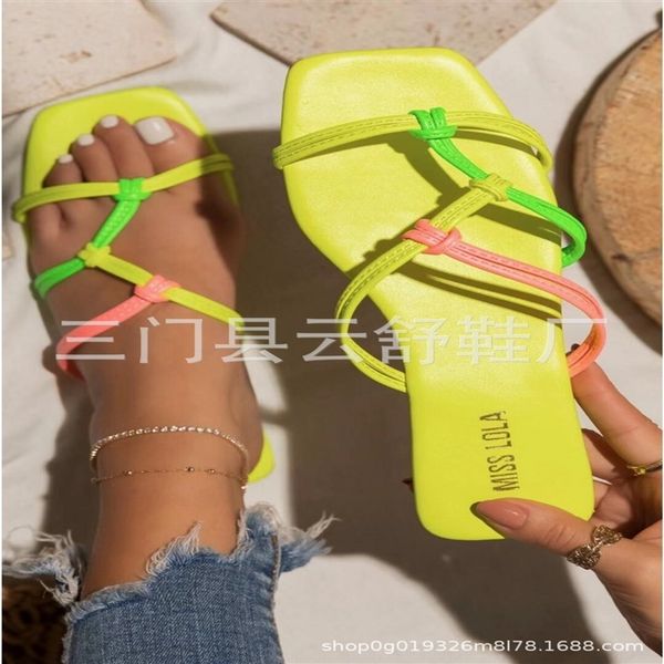 

hxd 2021summer sandalswomen's summer sandals large round cross slippers strap breathable flat heel casual beach for women, Black